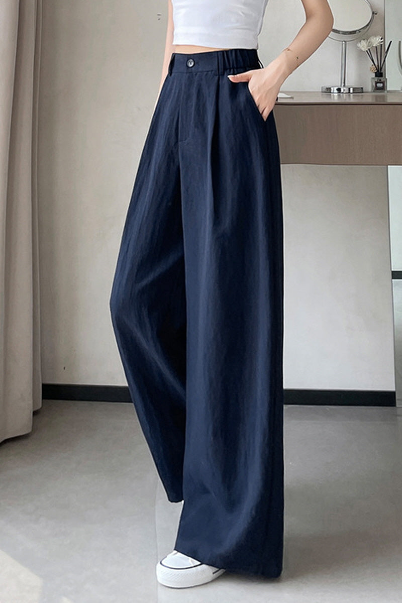 Navy Wave Wide Pants