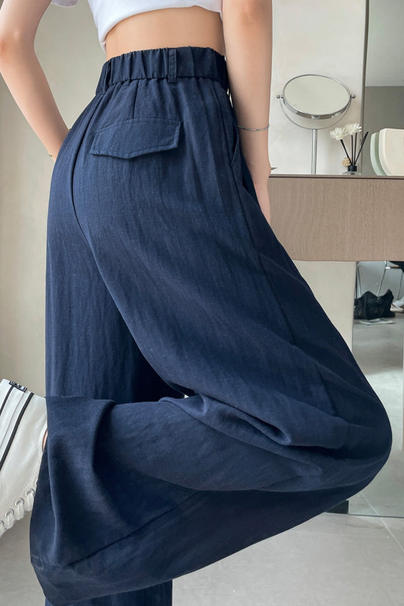 Navy Wave Wide Pants