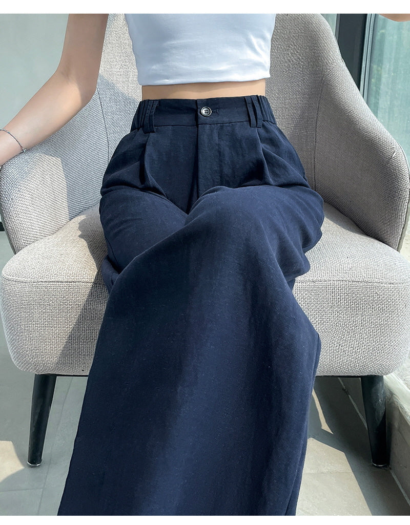 Navy Wave Wide Pants