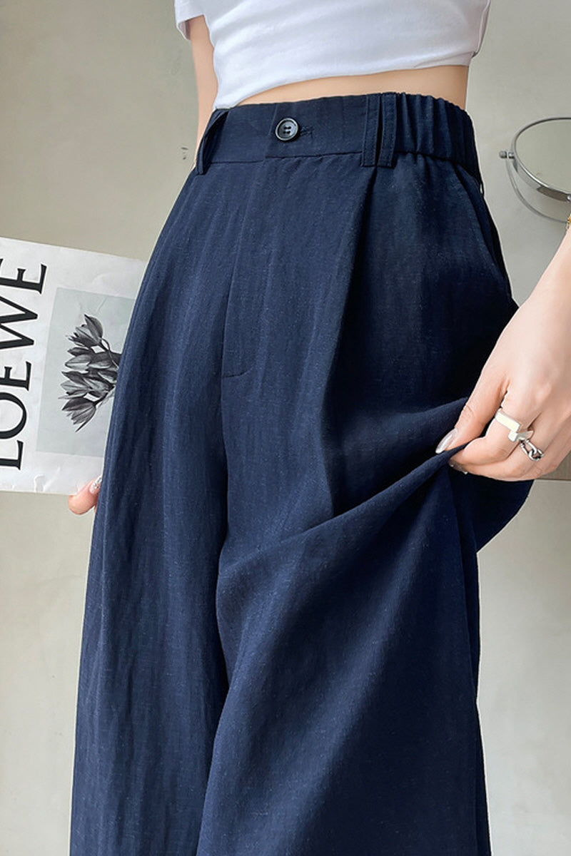 Navy Wave Wide Pants